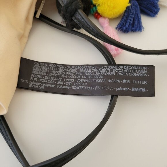 Zara Multicolor Straw Crossbody Bag With Pom-Pom Tassels - Picture 5 of 6